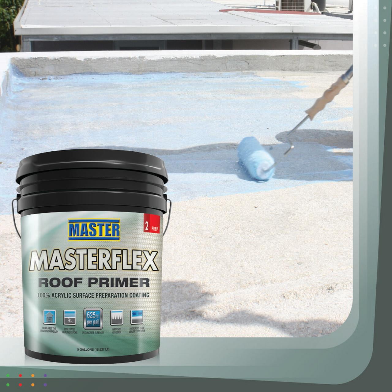 Masterflex Roof Primer 100% Acrylic Surface Preparation Coating Light Blue, 5 Gallon