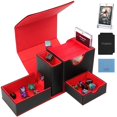 thumbnail image 1 of Caja de cubierta, bandeja de dados y torre 2 en 1 para MTG Commander, color negro y rojo, 1 of 6