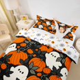 thumbnail image 3 of Homewish Halloween Cartoon Ghost Twin Duvet Cover,Jack O Lantern Vine Print Twin Bedding,Black Orange,Halloween Reversible,2pcs,1 Duvet Cover and 1 Pillowcase, 3 of 6