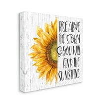 Above Storm Find Sunshine Phrase Rustic Sunflower Botanical & Floral Gallery-Wrapped Canvas Print Wall Art, 17x17