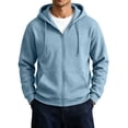 thumbnail image 2 of Resicozy Mens Zip Up Hooded Sweatshirt Casual Long Sleeve Hoodies Fashion Drawstring Sweatshirts with Pockets Light Blue XL, 2 of 6