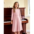 thumbnail image 3 of Oudiya Girls Scallop Trim Party Dress A-Line Formal Midi Belted Dresses with Pockets for kids 6-15Y, 3 of 7