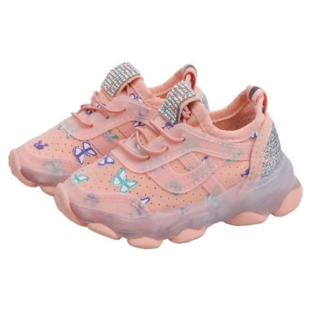 

Christmas Deals! Borniu Toddler Shoes Children Kid Baby Girls Crystal Led Luminous Sport Run Sneakers Shoes Clearance