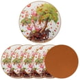 thumbnail image 2 of Coconut Jujube Tree 6pcs Microfiber Leather Round Car Coasters, 11x11 cm/4.3x4.3 in, Cup Holder Mats for Car, Set of 6 Absorbent Drink Coasters, 2 of 6