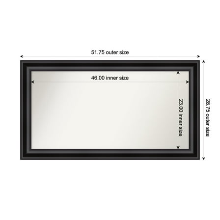 Amanti Art Custom Framed Wall and Bathroom Mirror (28.75 x 51.75 in.), Grand Black Frame