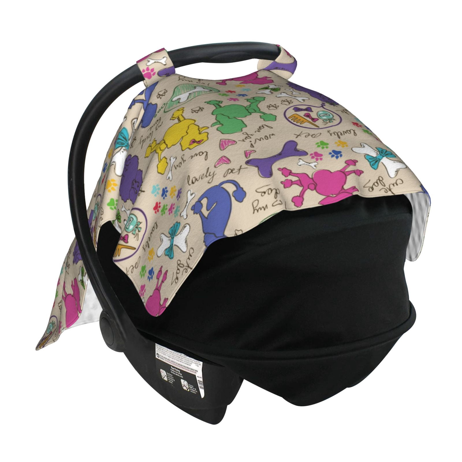 Car Seat Cover Baby - Funny Cute Poodle Dog Multi Color Breathable Infant Car Seat Cover for Baby Carseat, Lightweight Comfort Baby Essentials Must Haves Newborn Stuff for Girl Boy