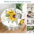 thumbnail image 6 of Sunflower Butterfly Round Table Cloth 60 Inch,Watercolor Floral Tablecloth Waterproof Stain Wrinkle Resistant Washable Circle Table Cover for Home Kitchen Dining Room Party Outdoor Picnic, 6 of 6