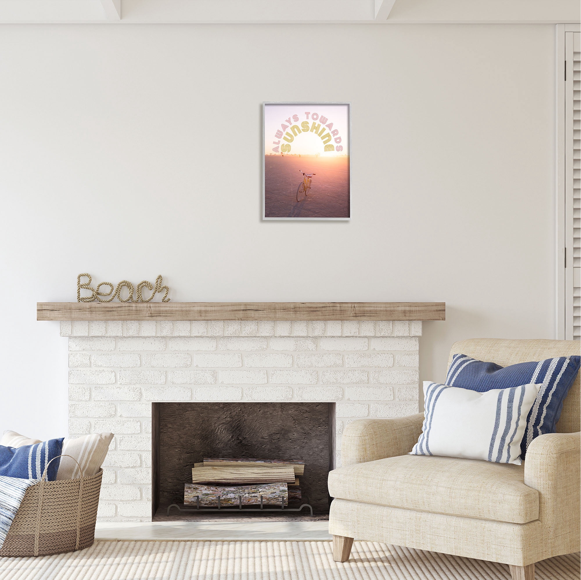 Stupell Industries Always Towards Sunshine Phrase Transportation Painting Gray Framed Art Print Wall Art, 16 x 20