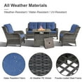 thumbnail image 4 of PARKWELL 4-Piece Outdoor Patio Furniture Set 5-Seat High Back Conversation Set with 30" Fire Pit Table and Deep Seat Wicker Chairs for Patio Garden Deck,Gray Wicker Navy Cushions, 4 of 9