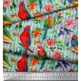 thumbnail image 2 of Soimoi Green Cotton Duck Fabric Stripe,Floral & Parrot Bird Print Fabric by Yard 42 Inch Wide, 2 of 3
