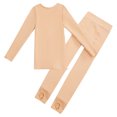 thumbnail image 4 of TiaoBug Kids Girls Gymnastics Bottoming Suit Long Sleeve Fleece-Lined Dance Tops with Leggings Set B Nude 12-24 Months, 4 of 7
