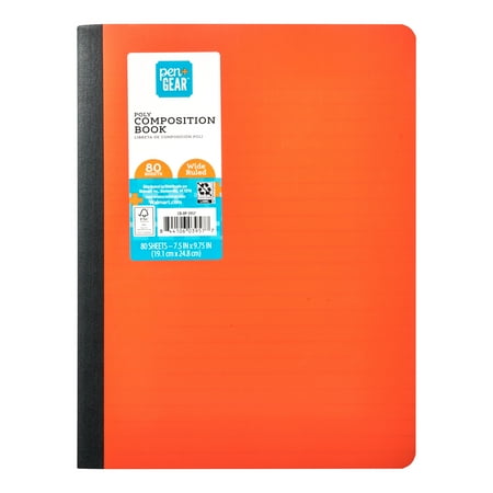 Pen + Gear Poly Composition Book, Wide Ruled, 80 Sheets, Orange