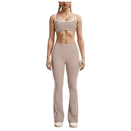 Juosiy Women Fashion Casual Yoga 7 Pieces Workout Sets High Waisted Leggings Seamless Sports Bra Outfits