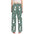 thumbnail image 3 of Dailycode Women's Pajama Pants Wide Leg Lounge Pj Bottoms With Pockets Snowmen Snow Dot Leaf, 3 of 7