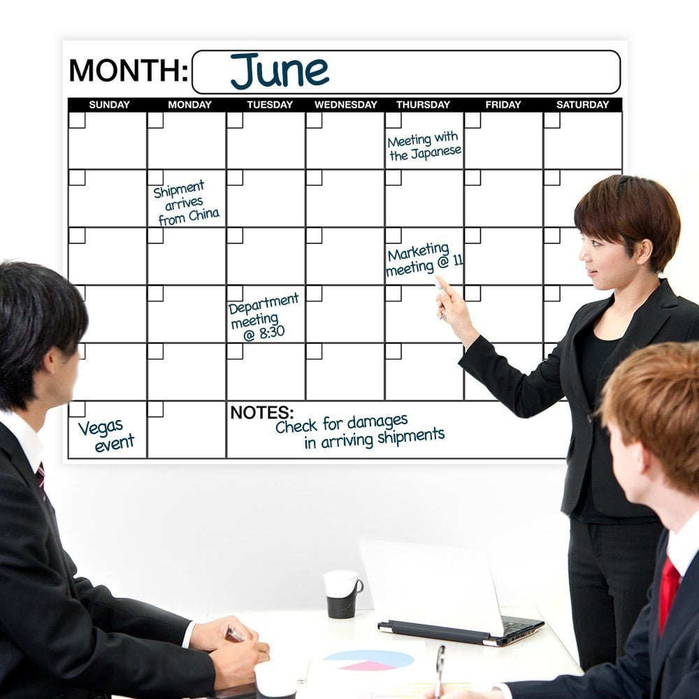 Large Dry or Wet Erase Laminated Monthly Wall Calendar Planner