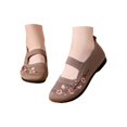 thumbnail image 3 of XIMIN Women's Flower Embroidered Slip On Knitting Flat Loafers Breathable Elastic Mesh Comfy Platform Non Slip Walking Nurse Shoes Casual Walking Sneakers (6.5, Off-White), 3 of 9