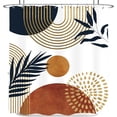 thumbnail image 5 of Boho Mid Century Shower Curtain 60Wx72H Inches Abstract Golden Dots Leaves Modern Geometric Minimalist Aesthetic Bathroom Cloth Fabric Waterproof Polyester Home Decor Set with Hooks, 5 of 5