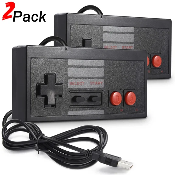 KLYNE- 2 X Usb Gaming Controller For Classic Nes 8 Bit System Console Control Black Us
