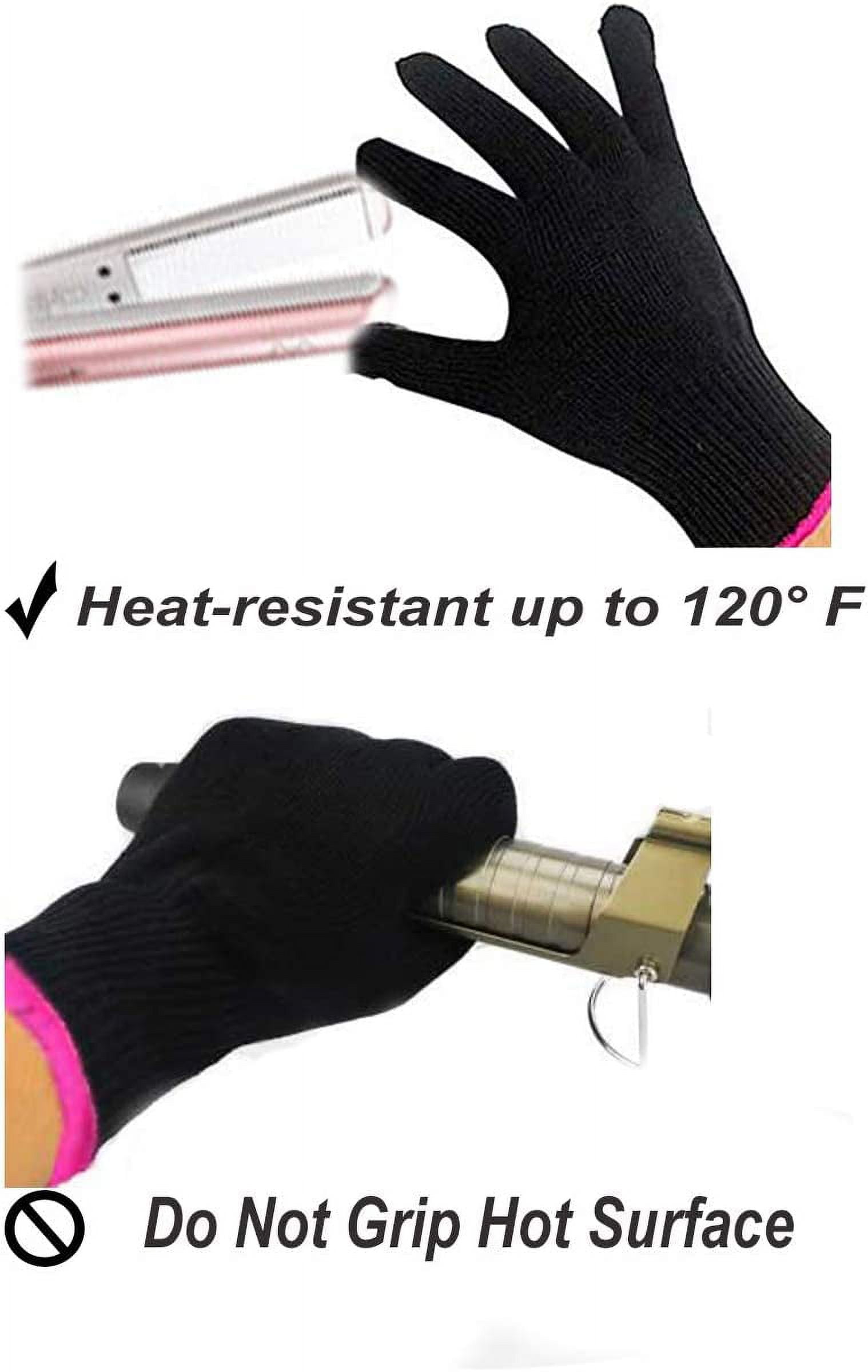 1 Set of 4Pcs Heat Resistant Gloves Silicone Bumps Heat Proof Glove Mitts  For Hair Styling Curling Iron (Black Red No Silicone) 
