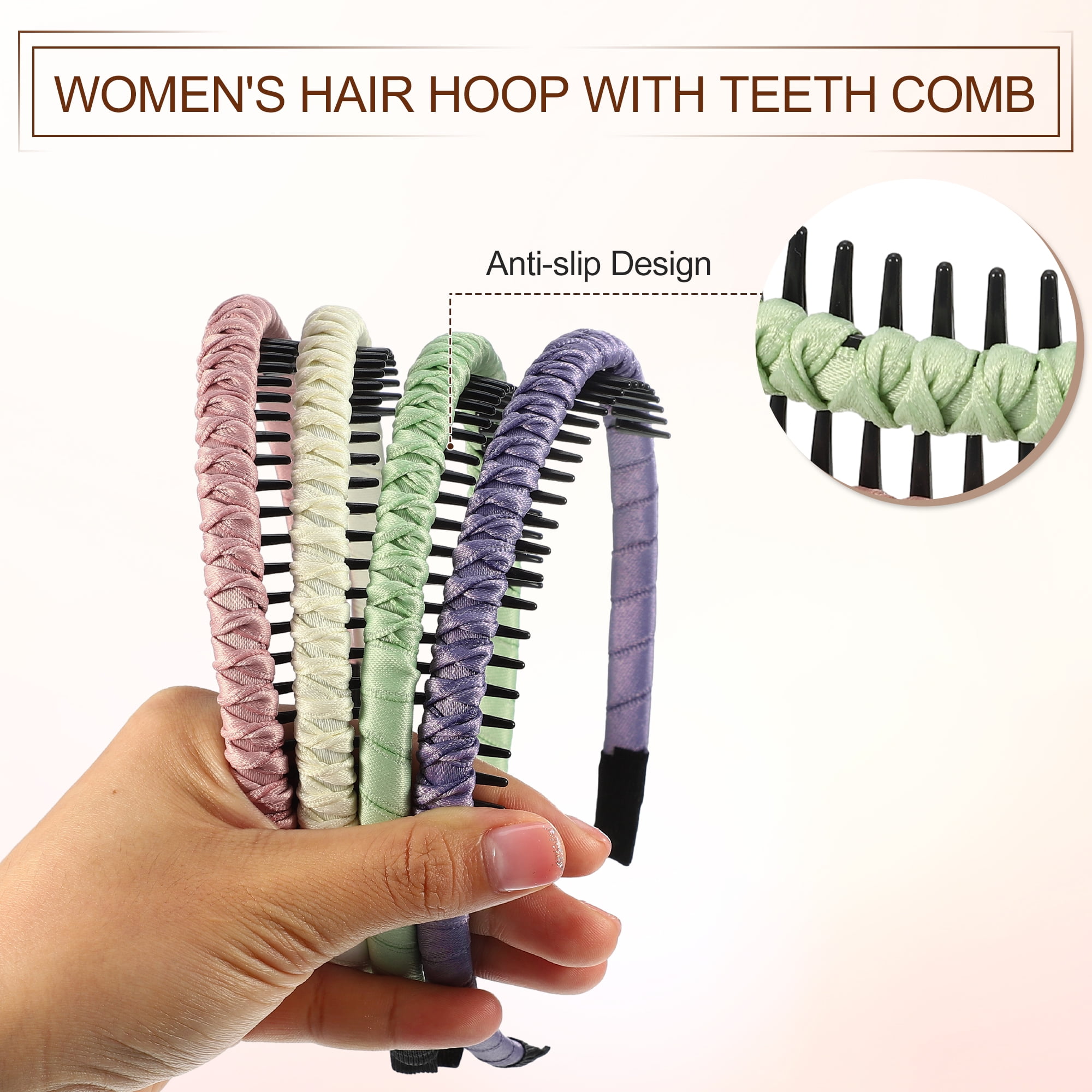 Unique Bargains 4pcs Non-slip Teeth Comb Headband for Women