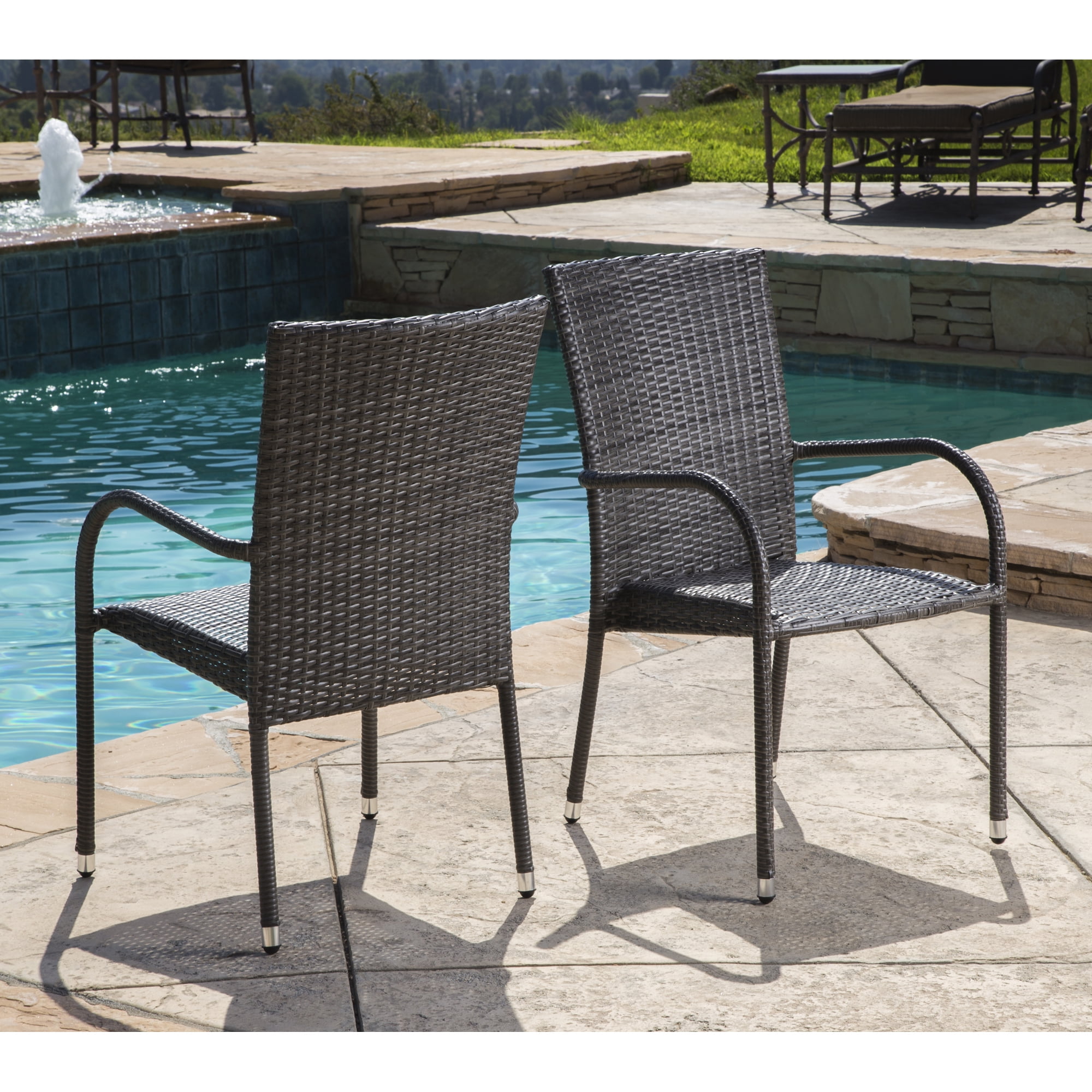 Devon & Claire Larkin Outdoor Wicker Patio Dining Arm Chair (set of 2