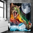 thumbnail image 6 of Funny Cat Shower Curtain, Cat Riding Dinosaur with Moon Fabric Shower Curtain with Hooks for Bathroom Decortaion, 6 of 7