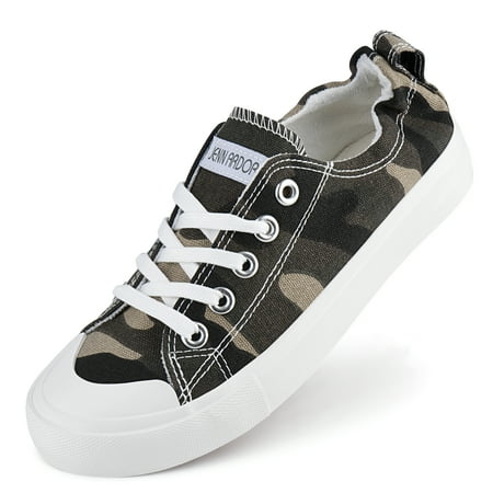 JENN ARDOR Women s Canvas Sneakers Low Top Lace-Up Classic Casual Shoes Fashion Flats