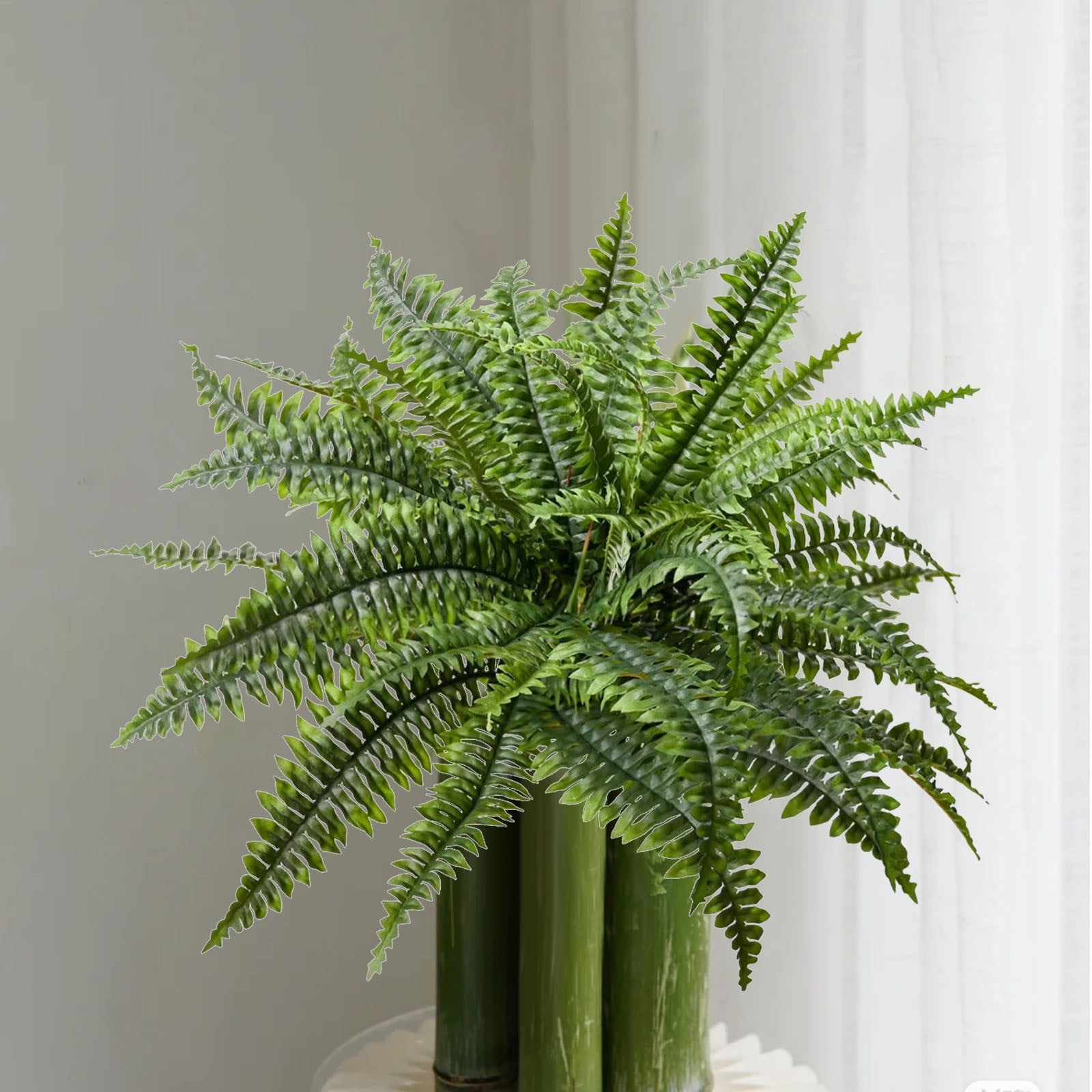 2025 New Single Silky Artificial Boston Fern 25-Leaf - Lifelike Fern Bush 23.6" for Outdoor & Indoor Decor, Large Greenery for Planters, Office, Living Room, Front Porch