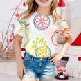 thumbnail image 2 of YunPes Girls Cute Painted Print T-Shirt Colorful Fruit Line Art Short Sleeve Crew Neck Tee Casual Summer Tops for Kids, 2 of 5
