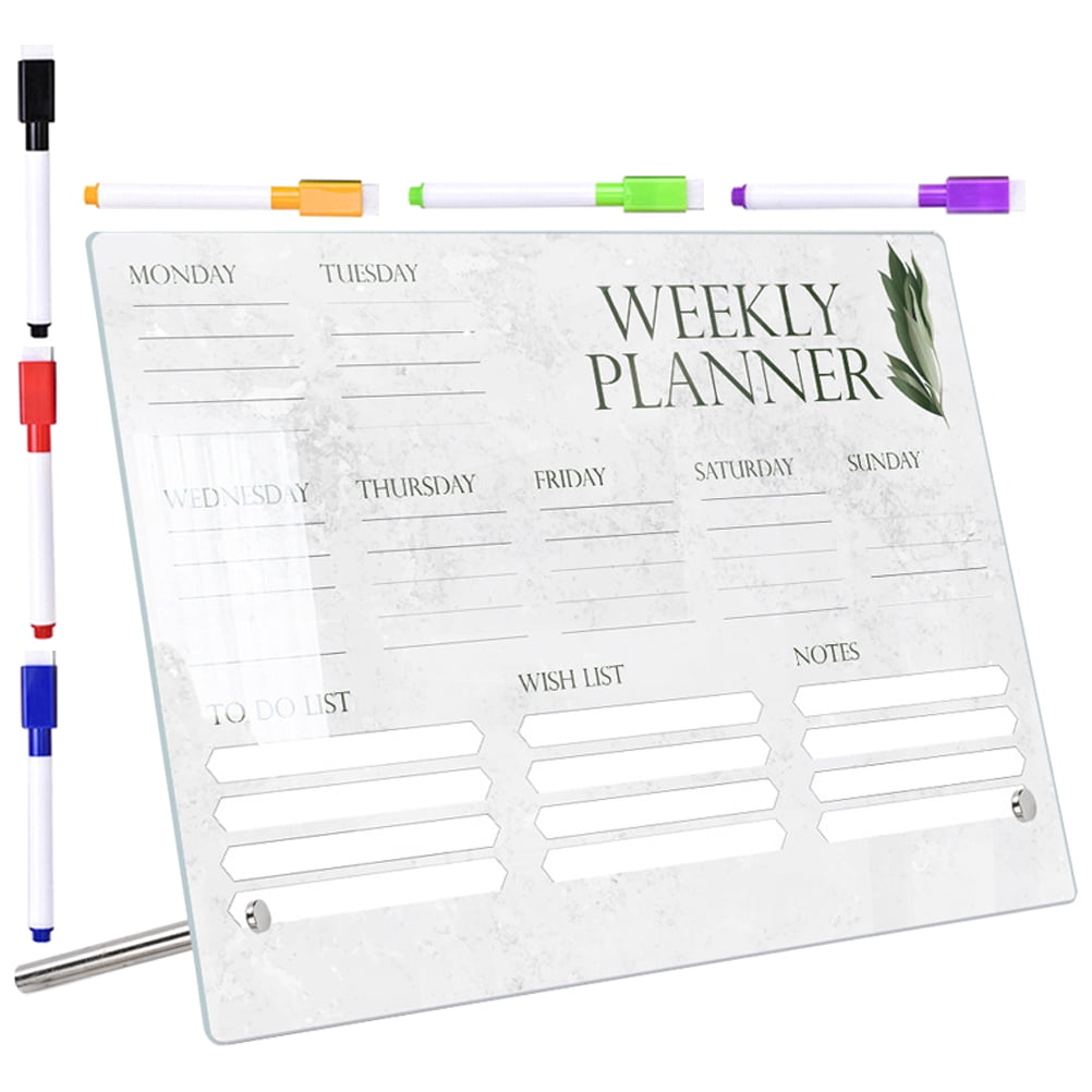 Raindrops 1Set Acrylic Dry Erase Board for Fridge Clear Weekly Planner Magnetic Memo Board with Pen for Home