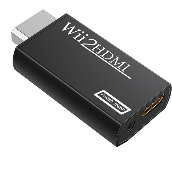 Wii to HDMI Converter 1080P for Full HD Device, Wii HDMI Adapter with 3.5mm Audio Jack&HDMI Output Compatible with Wii, Wii U, HDTV, Monitor-Supports All Wii Display Modes