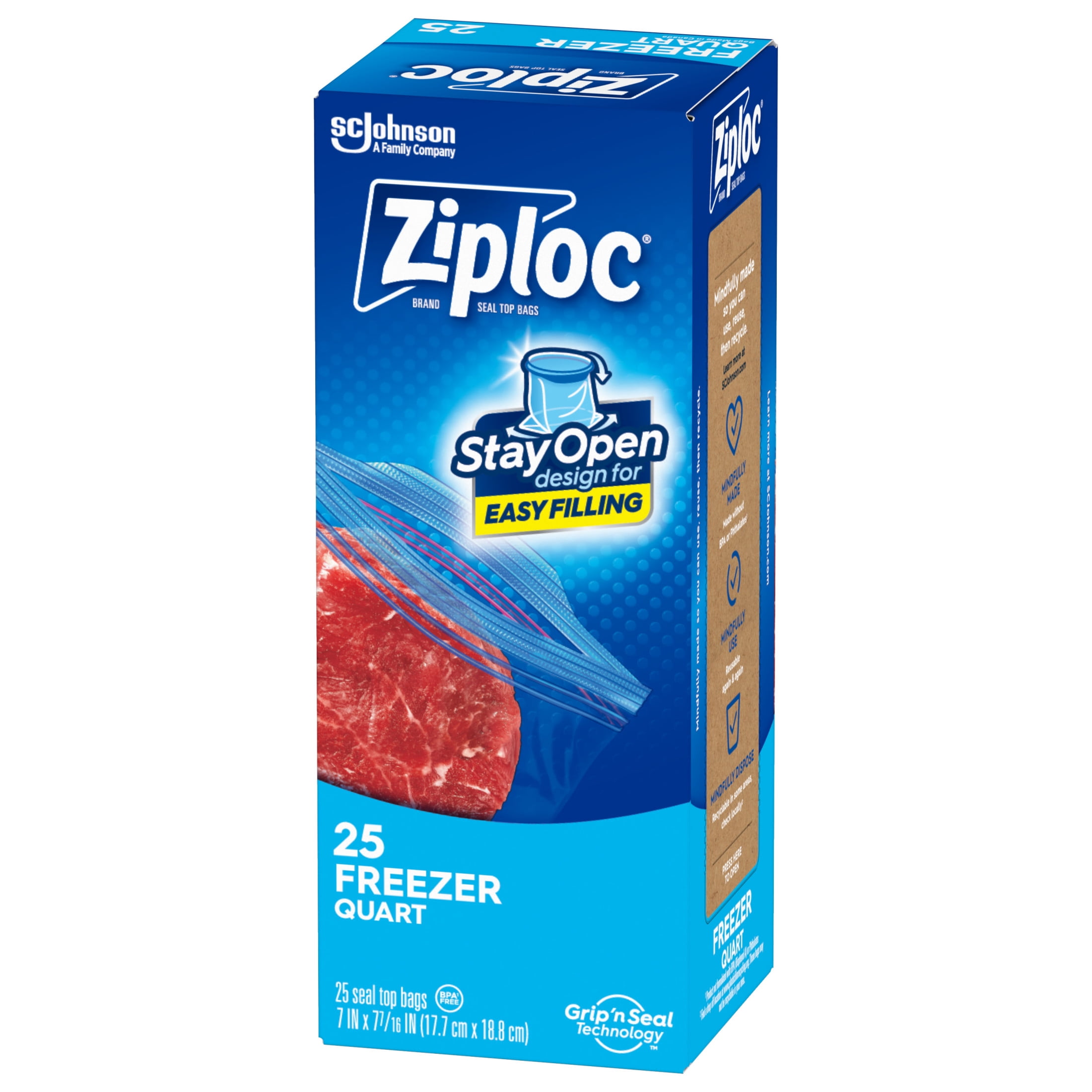 Ziploc® Quart Size Freezer Bags with Grip 'n Seal Tech