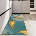 thumbnail image 4 of Teal Gold Wave Marble Pattern Kitchen Rug Mat,Kitchen Runner Rugs Non Skid Washable,Decorative Kitchen Floor Mats for Kitchen,Sink,Laundry,17"X47", 4 of 5