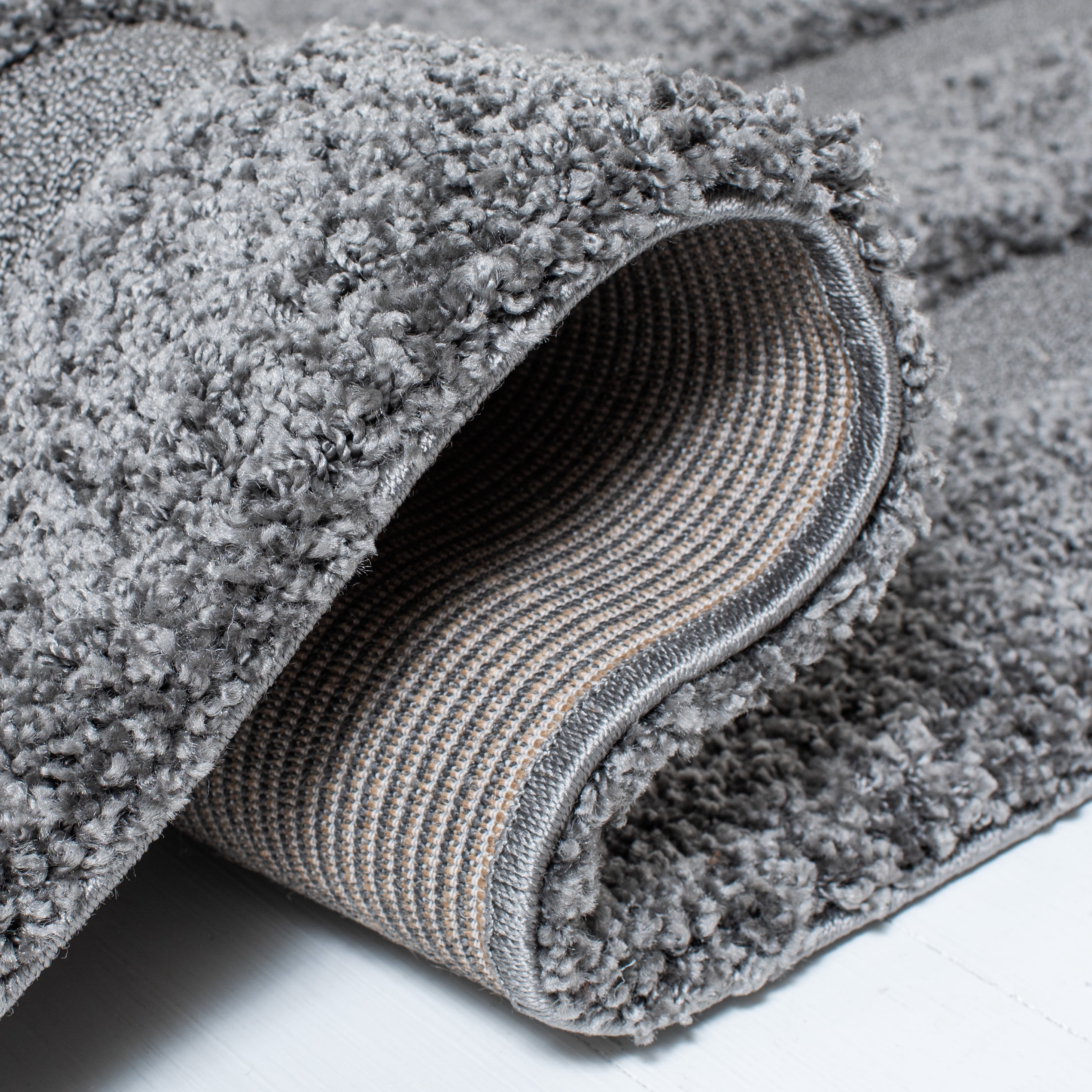 SAFAVIEH Florida Mason Bordered Shag Area Rug, Grey, 2' x 3'