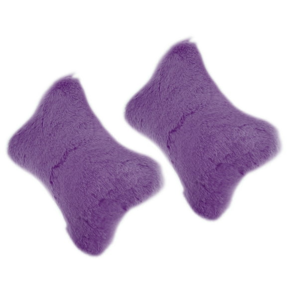 Unique Bargains 1 Pair Furry Car Seat Neck Pillows Soft Fluffy Car Headrest Pillow Head Support Car Decor Purple