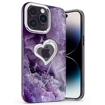 Vena vLove Marble Case Compatible with Apple iPhone 14 Pro Max (6.7"-inch), Heart Shape Design (MagSafe Compatible) Dual Layer Slim Hybrid Clear Bumper Case Cover - Purple Marble