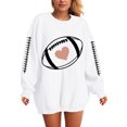 thumbnail image 6 of felwors Football Sweatshirts for Women Game Day Football Season Graphic Sweatshirt Long Sleeve Shirt Soccer Fans Pullover White, XXL, 6 of 7