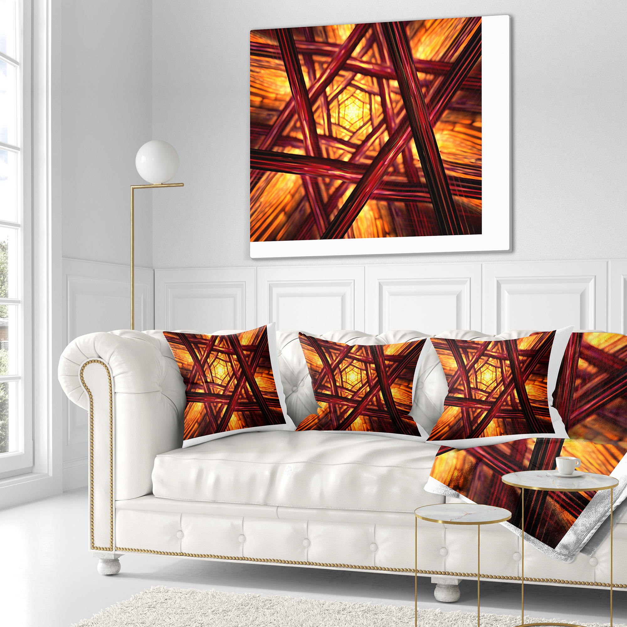 Designart Fractal Mandala Design - Abstract Throw Pillow - 18x18
