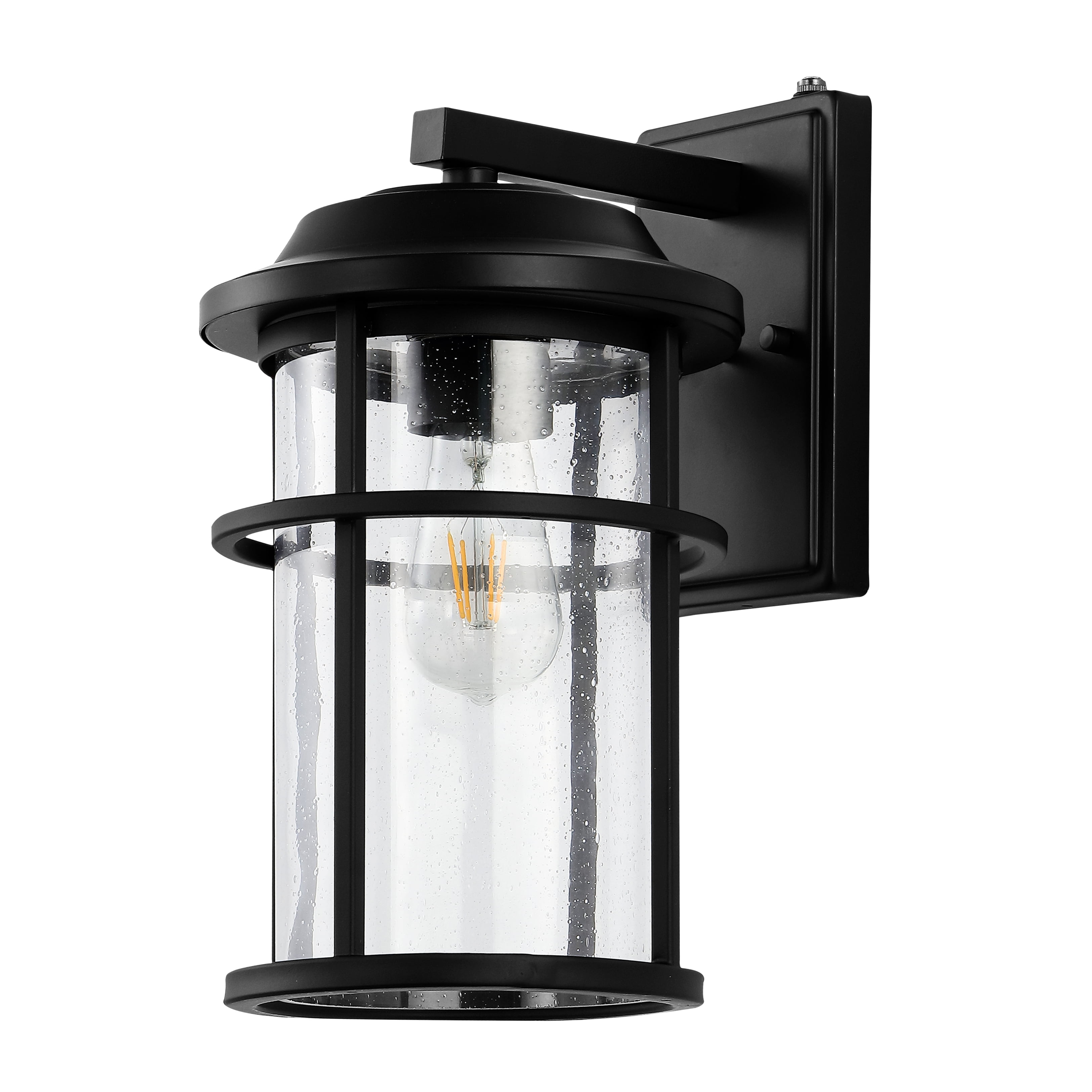 SAFAVIEH Cianna LED Matte Black Metal Wall Sconce with Clear Shade, Set of 2