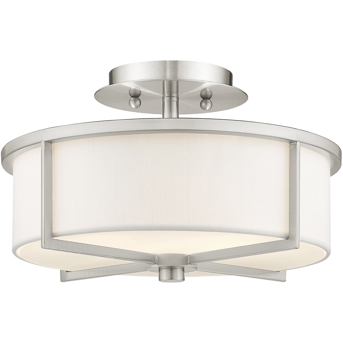 2 Light Brushed Nickel Ceiling Light fixture with Steel base material