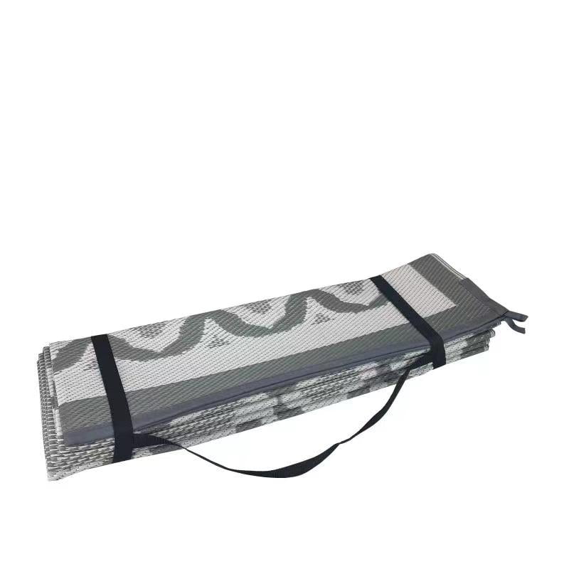 Auto Drive 6' x 9' Linked Geo Gray Reversible RV Outdoor Patio Mat, 100% Polypropylene