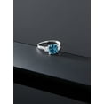 thumbnail image 6 of Gem Stone King 10K White Gold London Blue Topaz & White Moissanite 3 Stone Engagement Ring for Women | 2.11 Cttw | Cushion 7MM | Gemstone Birthstone, 6 of 6