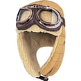 thumbnail image 1 of Vintage Aviator Hat And Goggles Costume Accessories Fur Ear Flaps Trooper Trapper Pilot Cap For Men Women, 1 of 5