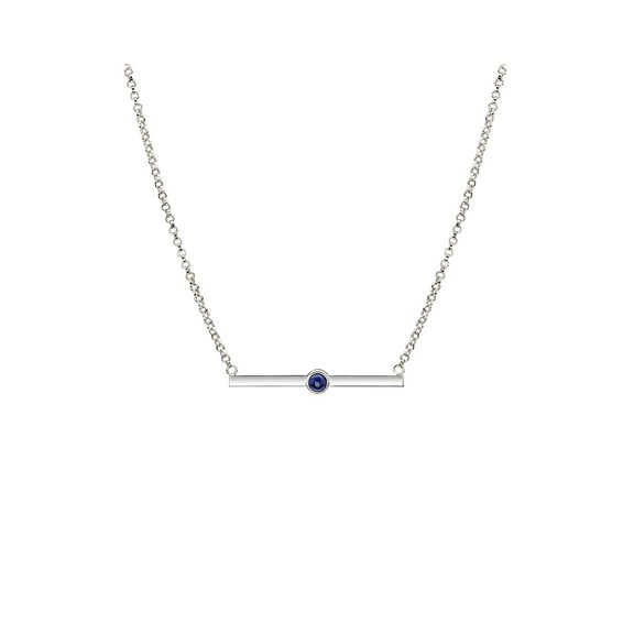 Sterling Silver Horizontal Bar Necklace with Lapis Stone