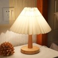 thumbnail image 5 of OEFNTAC Desk Lamp Table Lamp Lamps Table Lamp for Bedroom Infinitely Dimmable Nightstand Lamp with Umbellate Flaxen Fabric Shade for Living Room Office Dorm Solid Wood LED Bulb Included, 5 of 7