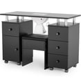 thumbnail image 7 of Ktaxon Nail Desk and Chair Set, Manicure Table Storage Station with 4 Drawers, Lockable Wheels, Black, 7 of 7