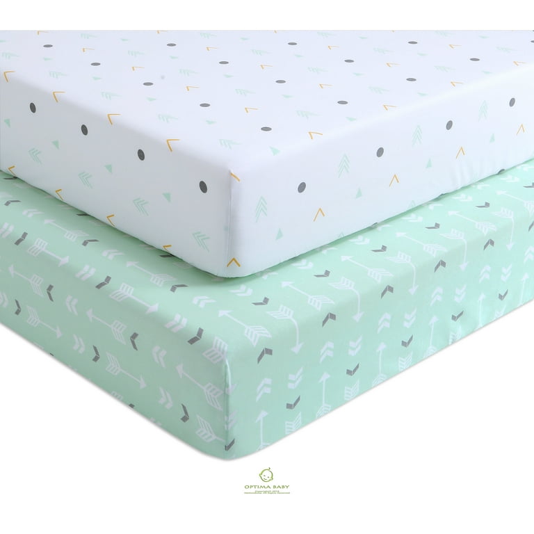 OptimaBaby 2PCS Pack Woodland Green Arrow Fitted Crib Sheets