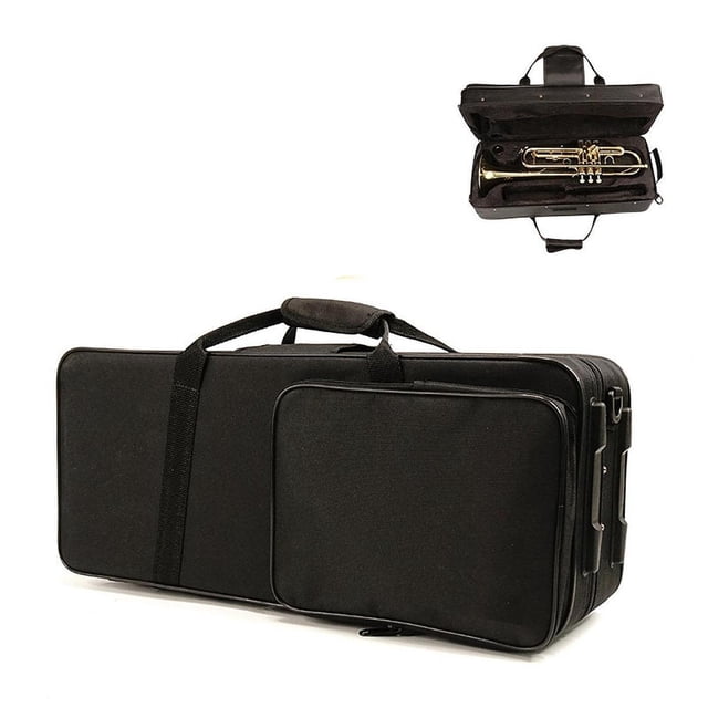 Mochila de trompeta trompeta de trompeta que transporta la maleta protectora rectangular engrosar la maleta con bolsillo de partitura con mango de