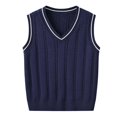 thumbnail image 2 of mgoYE Girls Boys Sweater Vest Cotton Kids Uniform Vest V-Neck Sleeveless Knit Pullover for Boy Girls Toddler(Navy,2-3 Years), 2 of 8