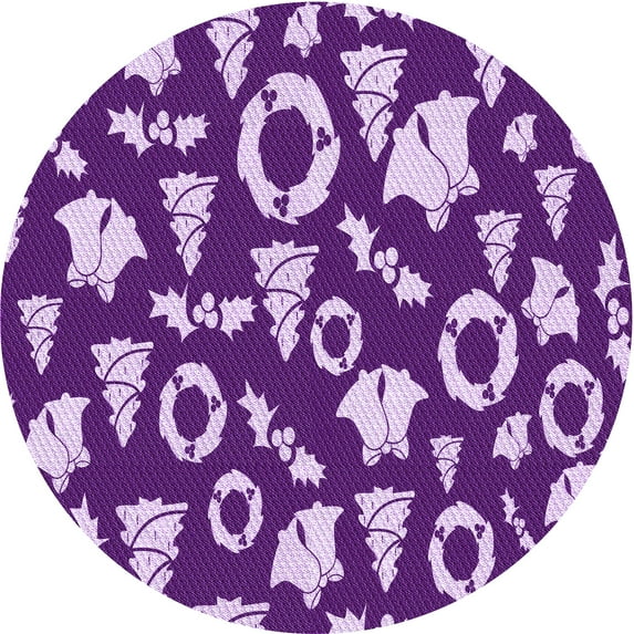 Ahgly Company Indoor Round Patterned Bright Purple Area Rugs, 3' Round